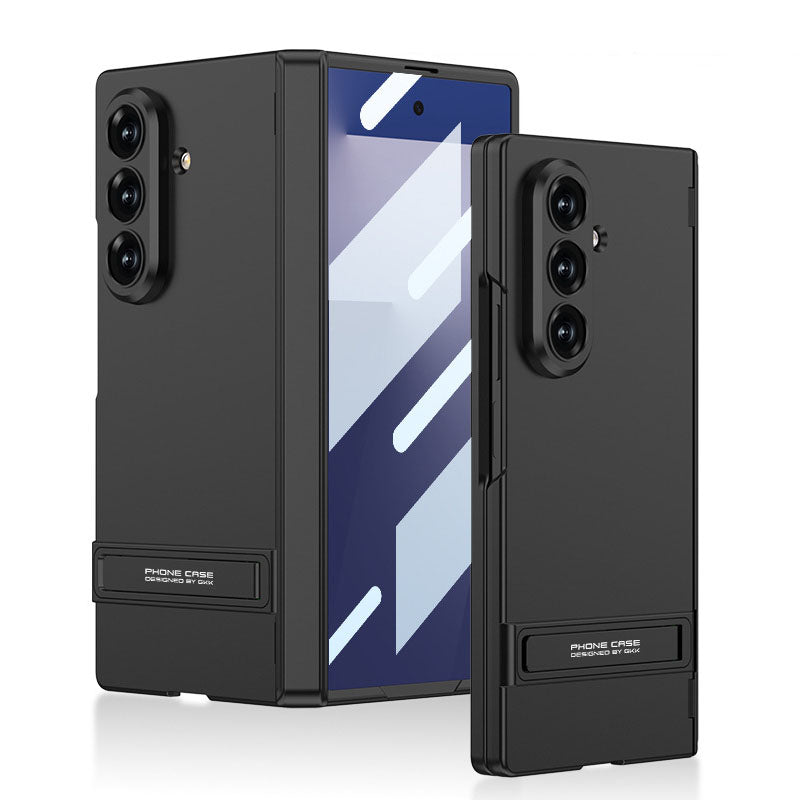 Business-style Bracket Magnetic Hinge Phone Case With Back Screen Film For Galaxy Z Fold8 Ultra Wide