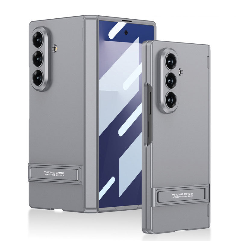 Business-style Bracket Magnetic Hinge Phone Case With Back Screen Film For Galaxy Z Fold8 Ultra Wide