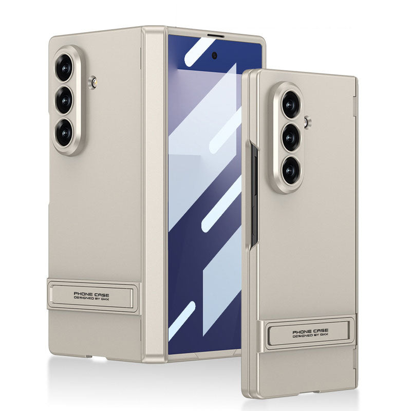 Business-style Bracket Magnetic Hinge Phone Case With Back Screen Film For Galaxy Z Fold8 Ultra Wide