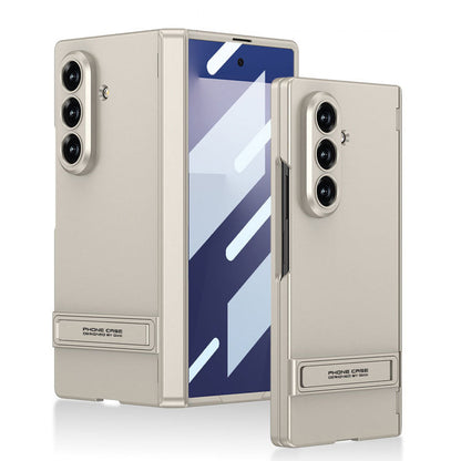 Business-style Bracket Magnetic Hinge Phone Case With Back Screen Film For Galaxy Z Fold8 Ultra Wide