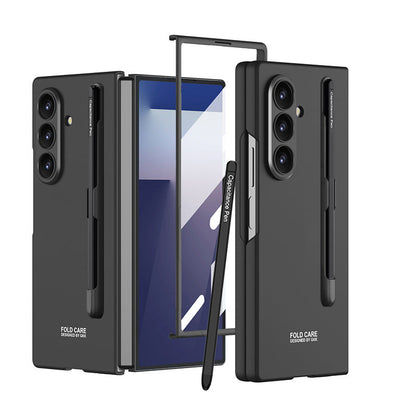 Business-style Pen Slot & Stylus Phone Case With Back Screen Protector For Galaxy Z Fold 7/6/5/4