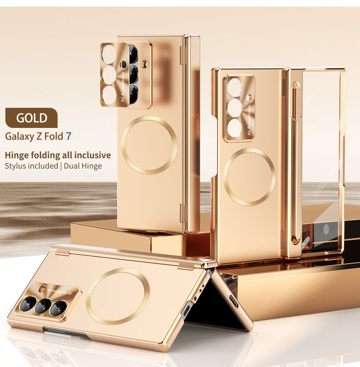 Magnetic Electroplated Hinge Protection Phone Case With Stylus & Screen Film For Galaxy Z Fold7/6