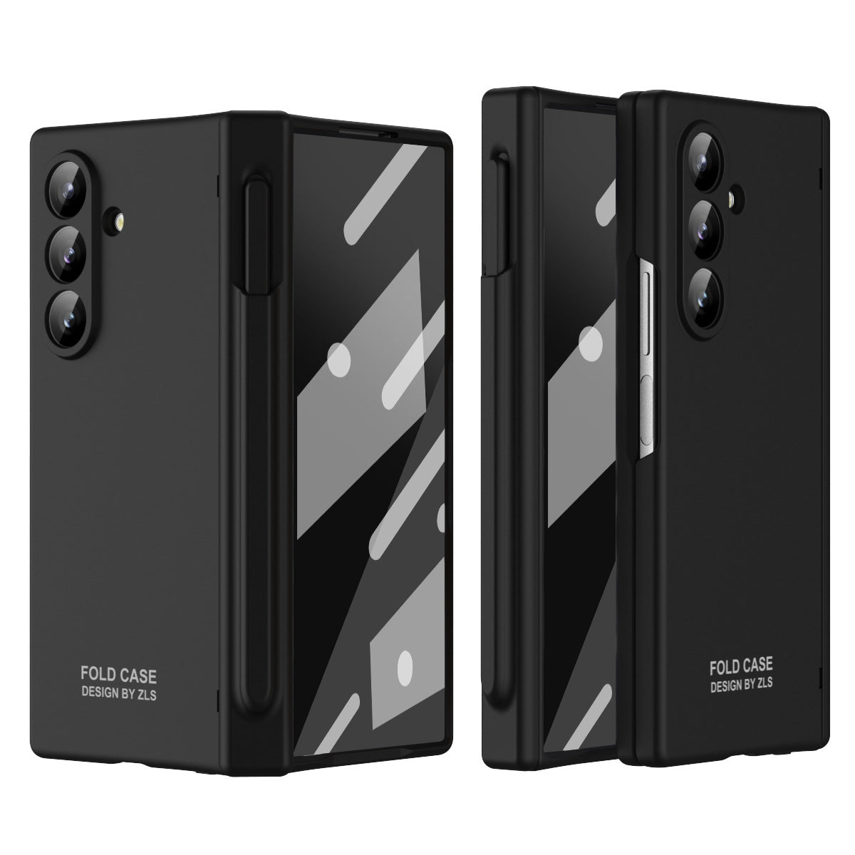 Frosted Silicone Hinge Protective Phone Case With Pen Slot & Stylus & Glass Film For Galaxy Z Fold Series