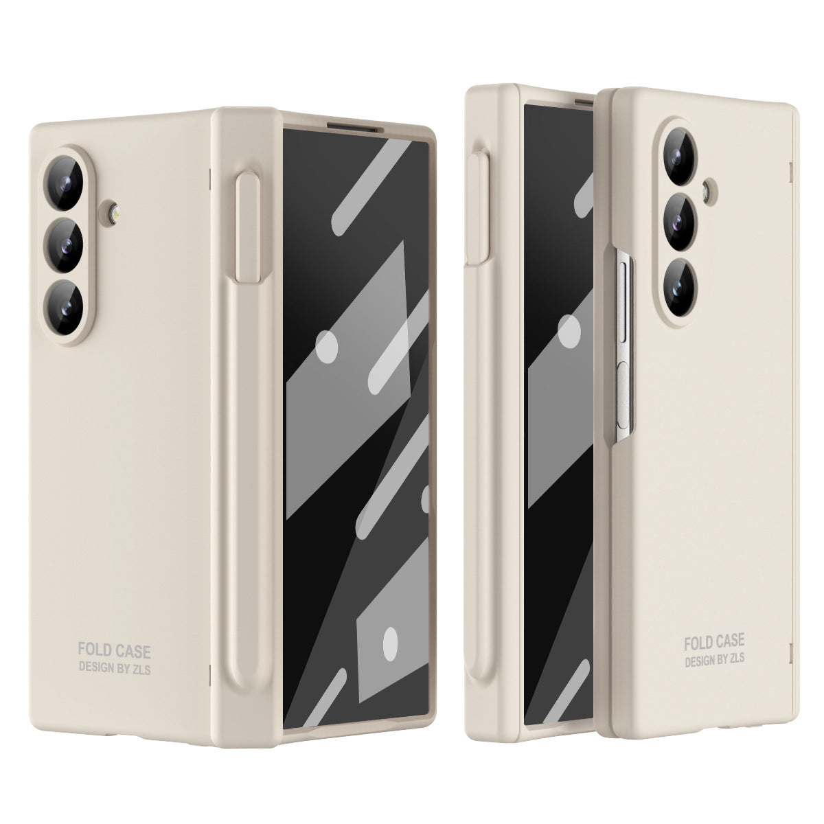 Frosted Silicone Hinge Protective Phone Case With Pen Slot & Stylus & Glass Film For Galaxy Z Fold Series