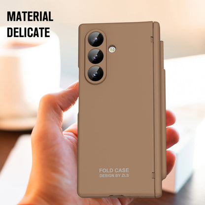 Frosted Silicone Hinge Protective Phone Case With Pen Slot & Stylus & Glass Film For Galaxy Z Fold Series
