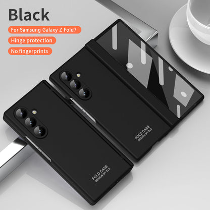 Frosted Silicone Hinge Protective Phone Case With Pen Slot & Stylus & Glass Film For Galaxy Z Fold Series