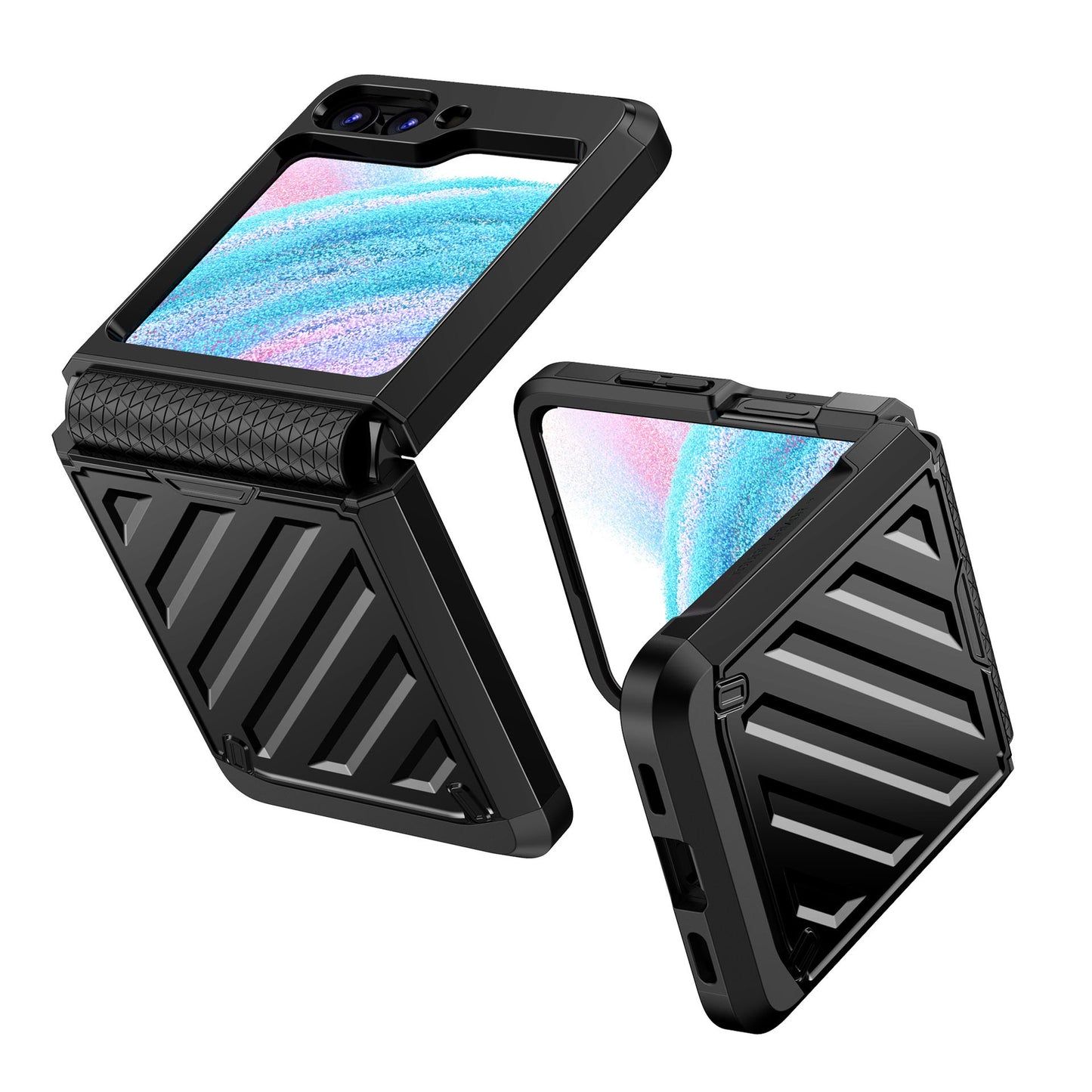 Fashion Armor Hinge integrated Plating Anti-fall Protective Phone Case For Samsung Galaxy Z Flip5 Flip4 Flip3
