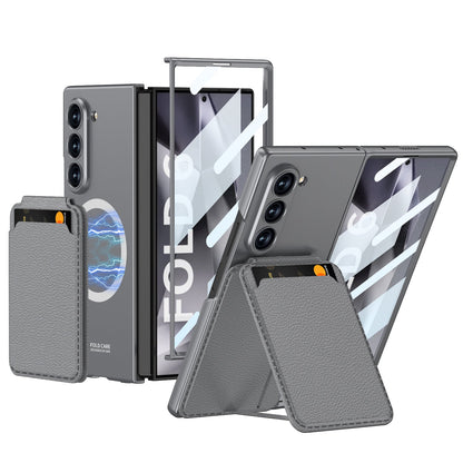 Magnetic Leather Card Holder Shockproof Phone Case With Screen Glass Protector For Galaxy Z Fold 6/5/4/3
