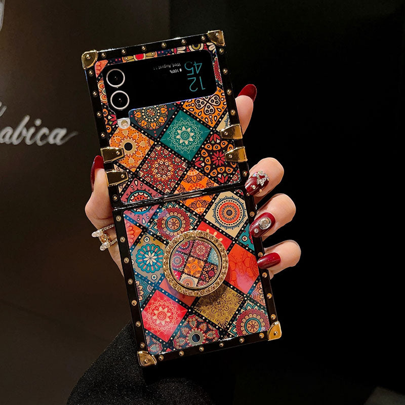 Retro Boho Style Ring Case With Lanyard for Samsung Galaxy Z Flip3 Flip4 5G - {{ shop_name}} pphonecover