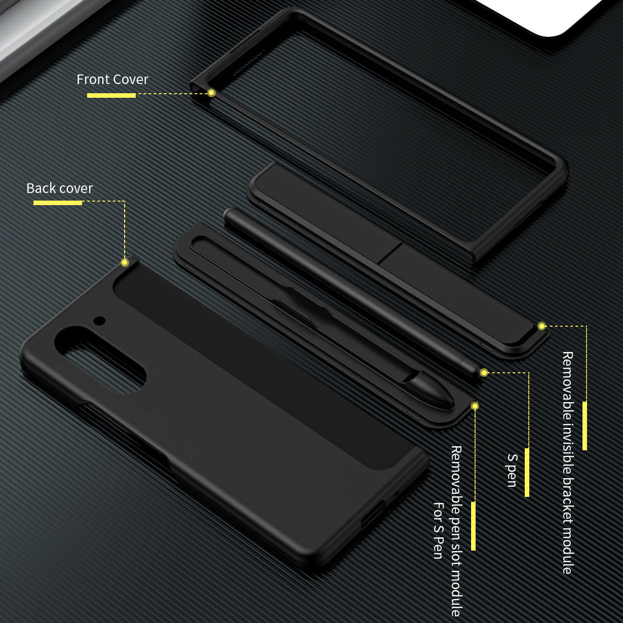 Pen Tray And Bracket 2 in 1 Shockproof Phone Case For Galaxy Z Fold 6/5/4/3