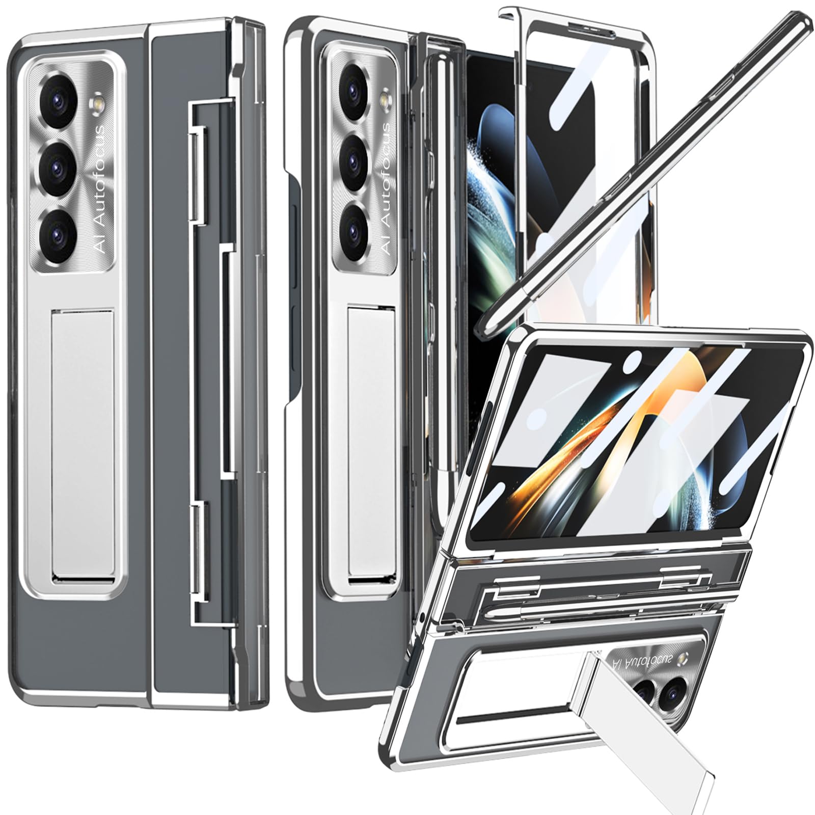 Armor Electroplated Anti-fall Protective Phone Case For Samsung Galaxy Z Fold3/4/5 With Back Screen Glass - Mycasety Mycasety
