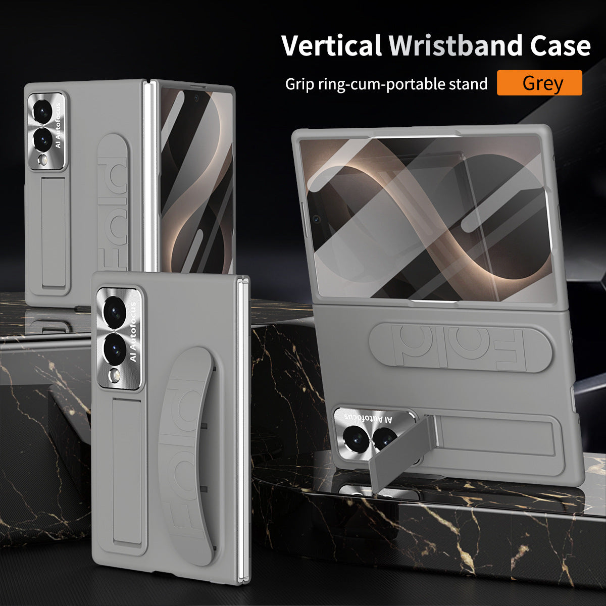 Armor Phone Case Built-In Tempered Glass, Hidden Kickstand & Wrist Strap For Galaxy Z Fold8 Wide Ultra