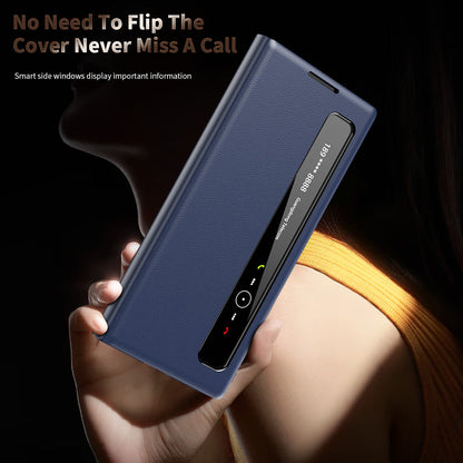 Business Smart Side Window Leather Phone Case For Galaxy Z Fold Series
