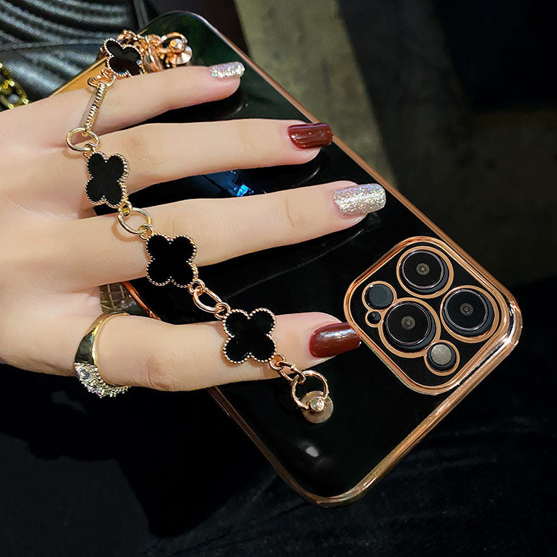 Electroplated Gold Plating Four Leaf Clover Bracelet iPhone Case