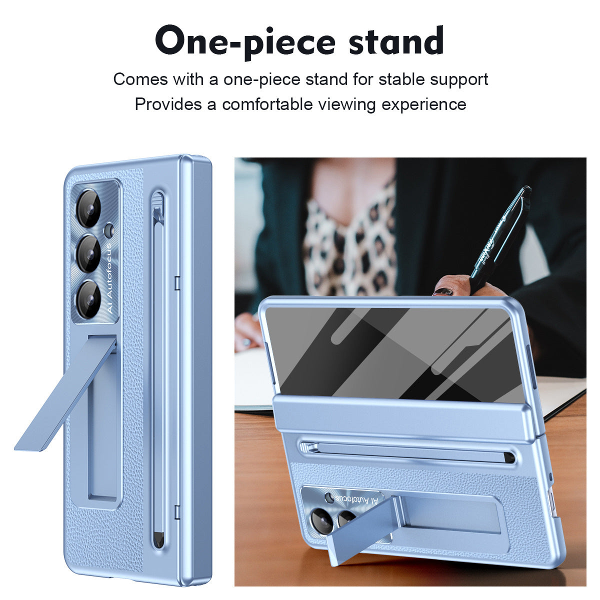 Leather Golden Electroplated Phone Case With Back Screen Glass and Stylus For Galaxy Z Fold8 Wide Ultra