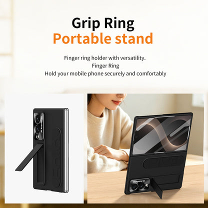 Armor Phone Case Built-In Tempered Glass, Hidden Kickstand & Wrist Strap For Galaxy Z Fold8 Wide Ultra