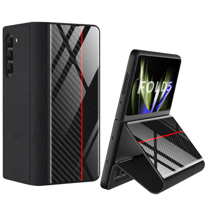 Samsung Z Fold5 Painted Plain Leather Business Protective Phone Case - mycasety2023 Mycasety