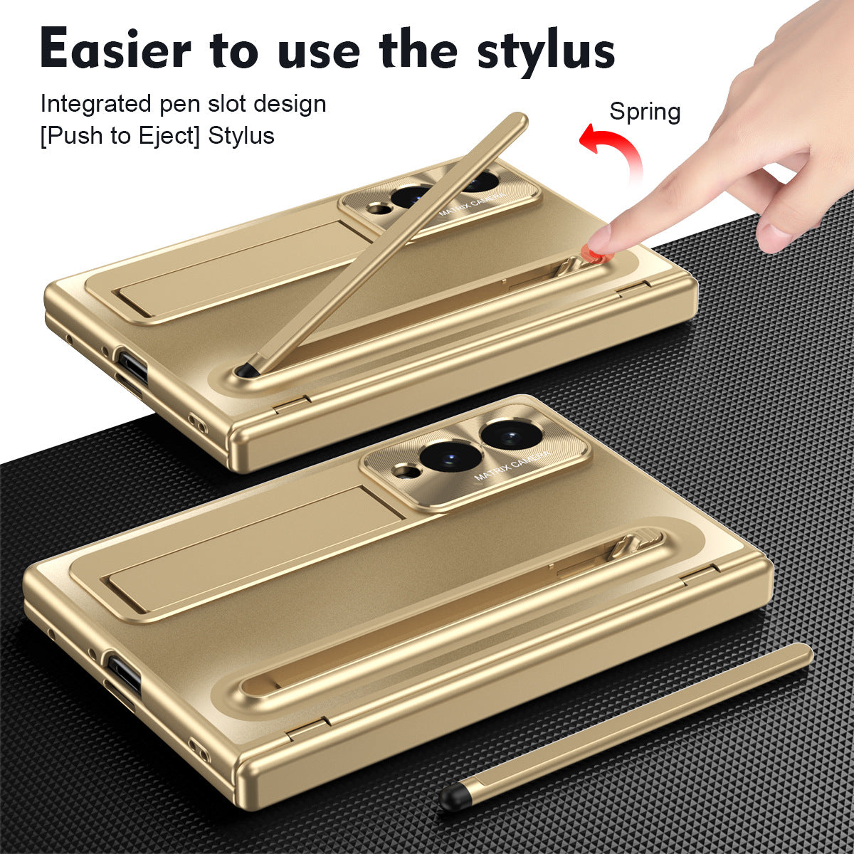Armor Golden Electroplated Phone Case With Built-in Tempered Glass & Pen Tray For Galaxy Z Fold8 Wide Ultra