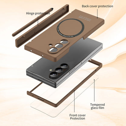 Frosted Silicone Magnetic Hinge Protective Phone Case With Pen Slot & Stylus & Glass Film For Galaxy Z Fold Series