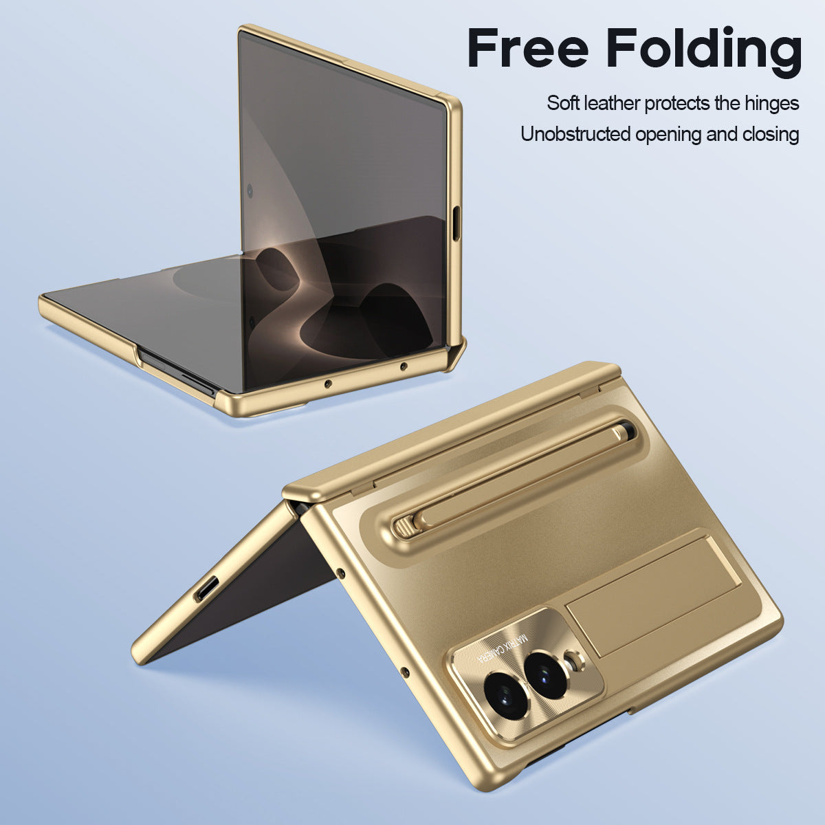 Armor Golden Electroplated Phone Case With Built-in Tempered Glass & Pen Tray For Galaxy Z Fold8 Wide Ultra