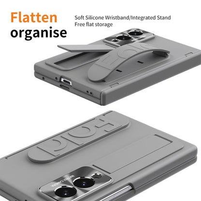 Armor Hinge Protective Phone Case Built-In Tempered Glass, Hidden Kickstand & Wrist Strap For Galaxy Z Fold8 Wide Ultra