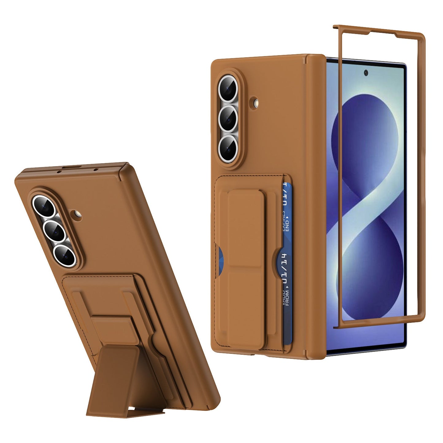 Luxuriuos Leather Business Phone Cover With Card Slot Stand For Galaxy Z Fold 8/7/6/5