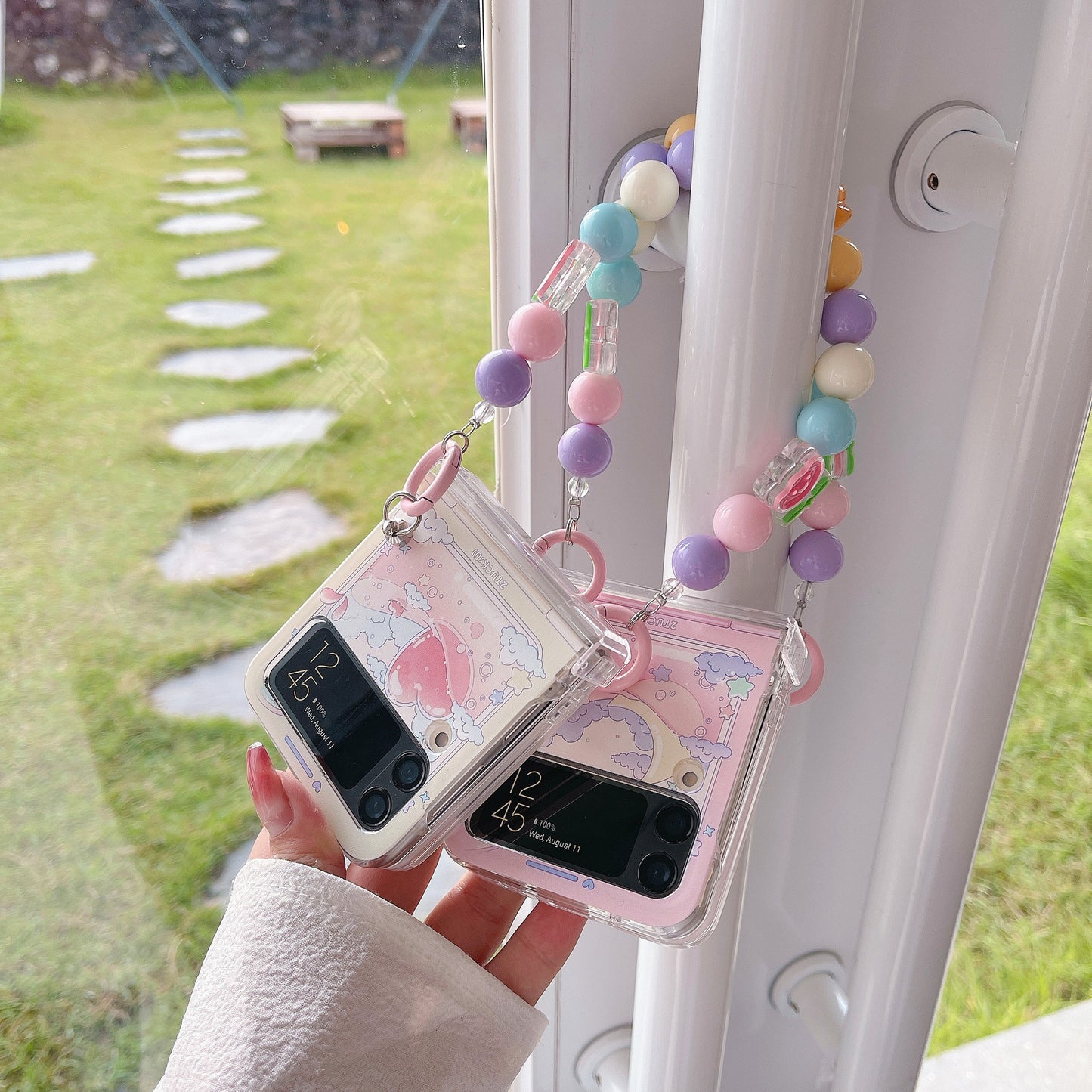 Cute Cartoon Phone Case With Wristband For Samsung Galaxy Z Flip3 Flip4 Flip5 5G - {{ shop_name}} varyfun