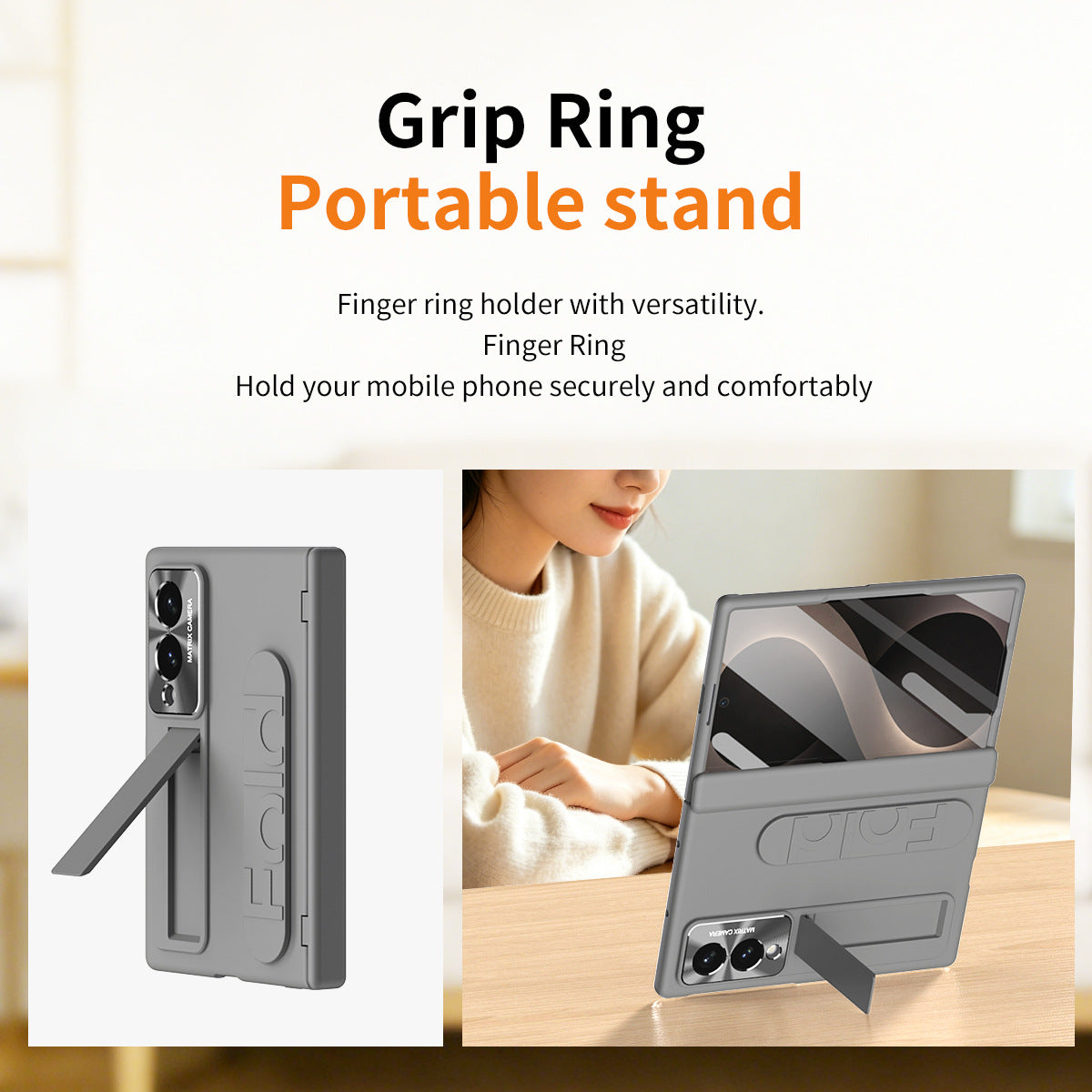 Armor Hinge Protective Phone Case Built-In Tempered Glass, Hidden Kickstand & Wrist Strap For Galaxy Z Fold8 Wide Ultra