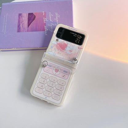Cute Cartoon Phone Case With Wristband For Samsung Galaxy Z Flip3 Flip4 Flip5 5G - {{ shop_name}} varyfun