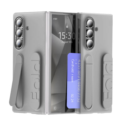 Shockproof Wristband Bracket Phone Case With Glass Film & Card Holder For Galaxy Z Fold 7/6/5/4