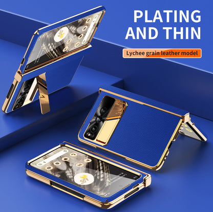 Ultra-thin Leather Electroplating Google Pixel Fold Case All-Inclusive Hinge with Screen Protector - mycasety2023 Mycasety