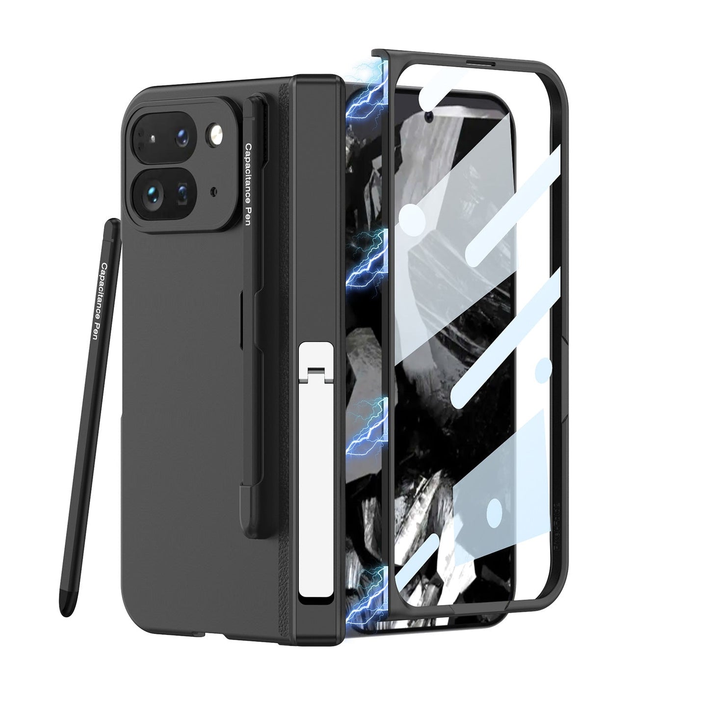 Magnetic Hinge Invisible Bracket Shockproof Phone Case With Pen Slot For Google Pixel 9 Pro Fold