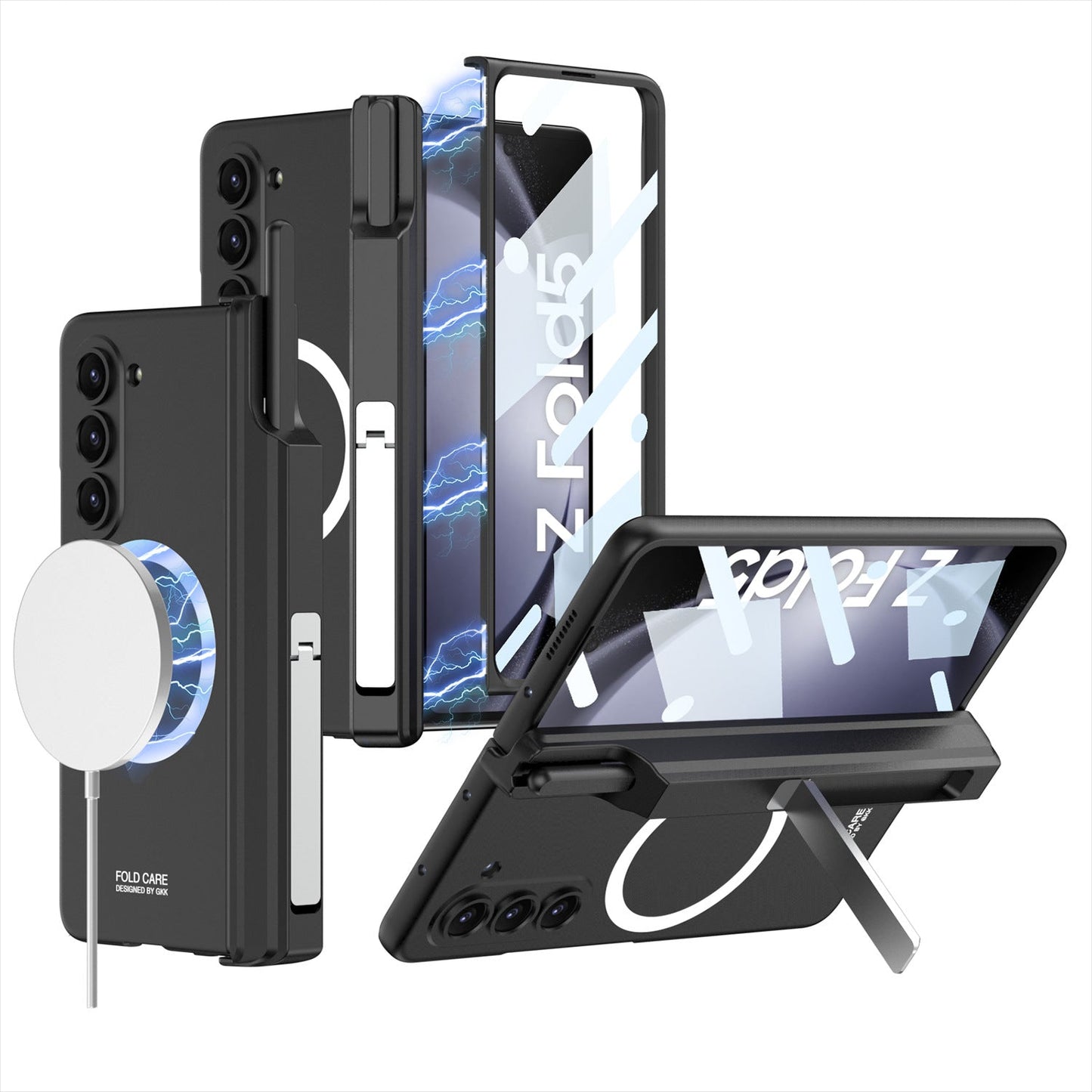 Magnetic Hinge Hidden Bracket All-included Case With Pen Box For Galaxy Z Fold 7/6/5/4/3
