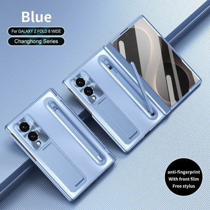 Armor Golden Electroplated Phone Case With Built-in Tempered Glass & Pen Tray For Galaxy Z Fold8 Wide Ultra