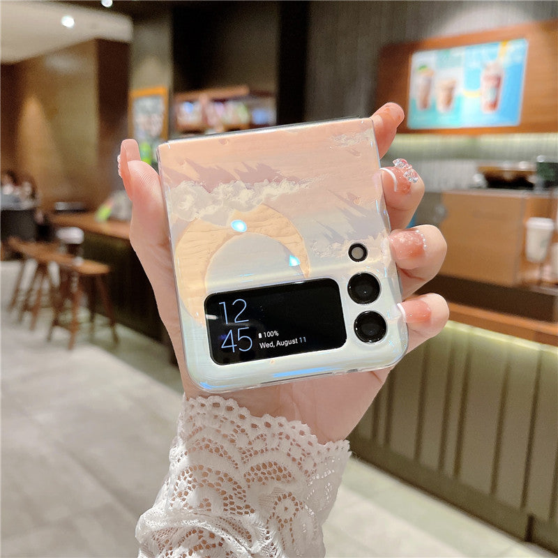 Oil Painting Clouds Flowers Rural Phone Case For Samsung Galaxy Z Flip3 Flip4 5G - {{ shop_name}} varyfun