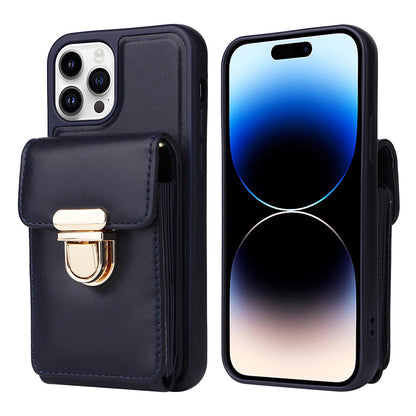 Luxurious Leather Card Holder Anti-fall Protective iPhone Case With Lanyard