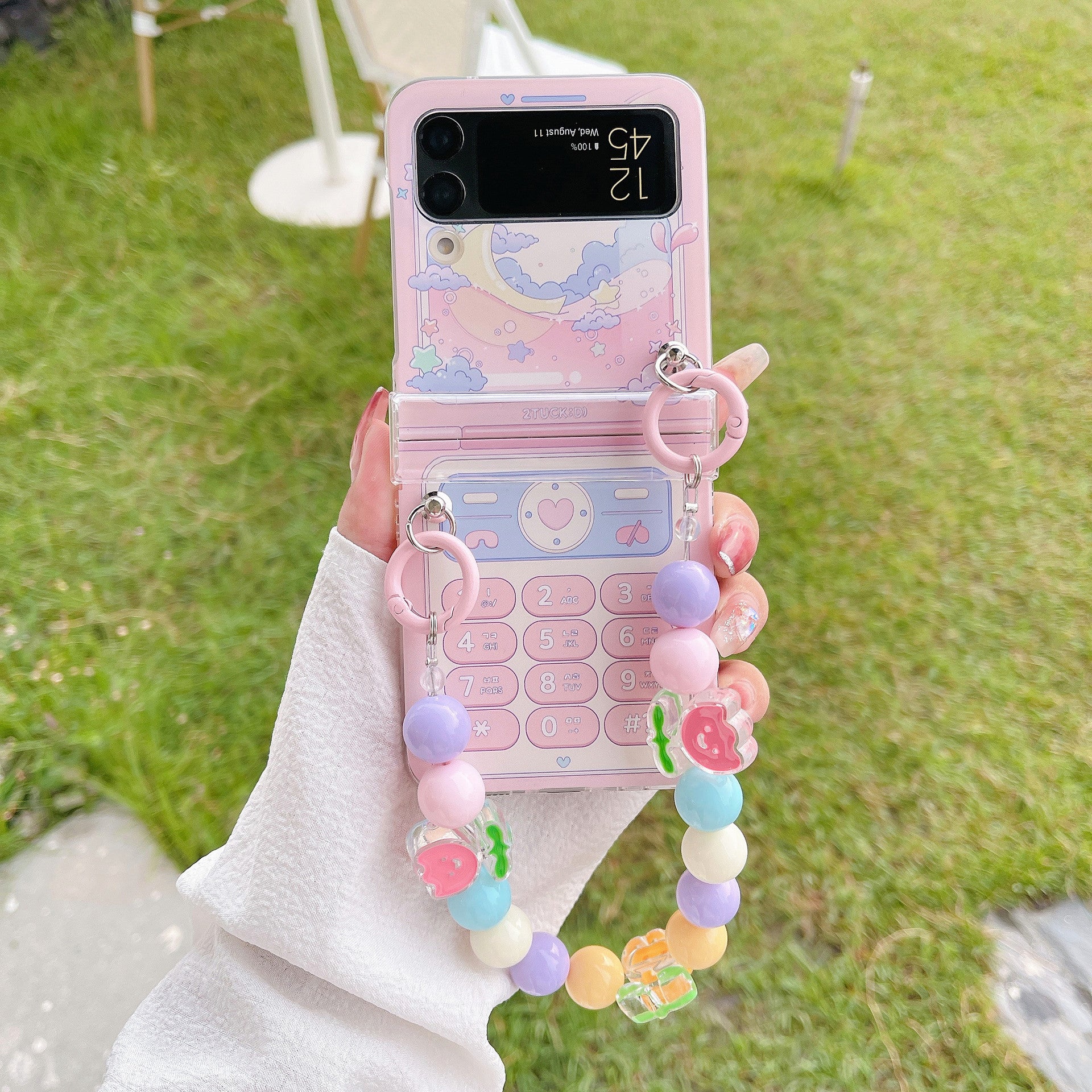 Cute Cartoon Phone Case With Wristband For Samsung Galaxy Z Flip3 Flip4 Flip5 5G - {{ shop_name}} varyfun