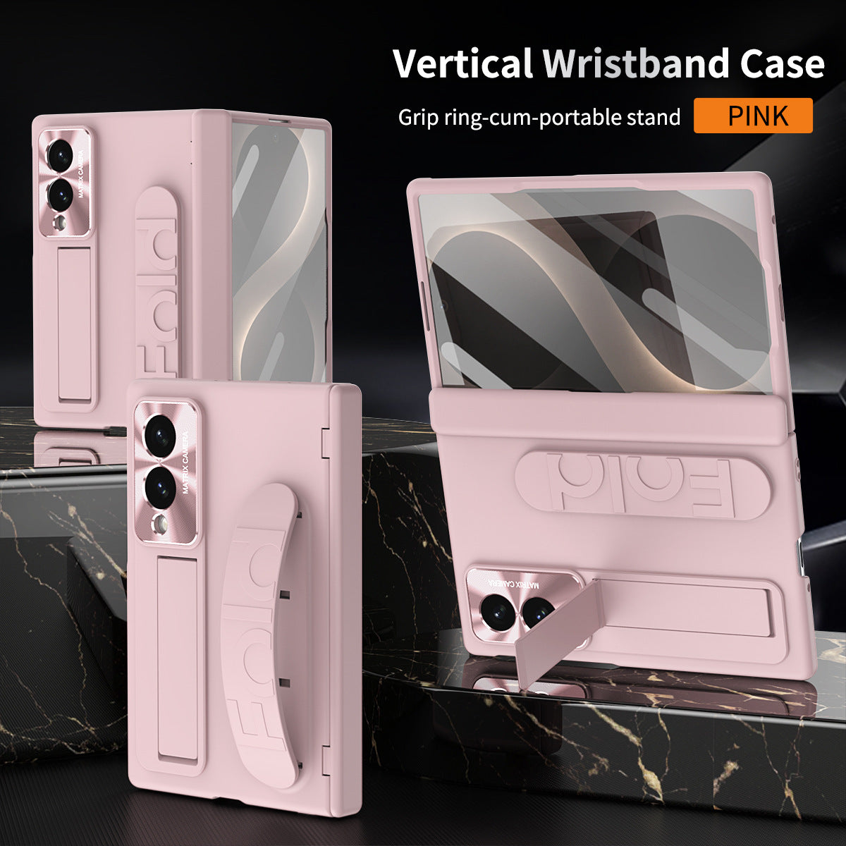 Armor Hinge Protective Phone Case Built-In Tempered Glass, Hidden Kickstand & Wrist Strap For Galaxy Z Fold8 Wide Ultra