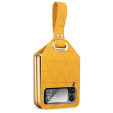 Load image into Gallery viewer, Rhombus Textured Phone Case With Hand Strap And Back Screen Protection For Samsung Galaxy Z Flip5 Flip4 Flip3 5G
