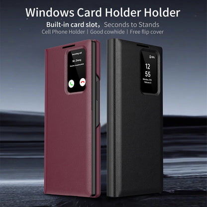 Business Smart Side Window Leather Phone Case For Galaxy Z Fold Series