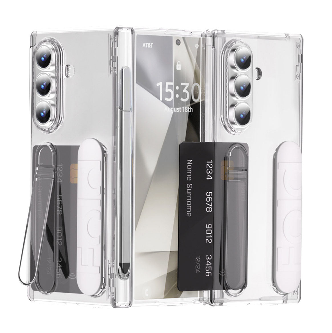Business Wristband Bracket Hinge Protective Phone Case With Glass Film & Card Holder For Galaxy Z Fold 7/6/5/4