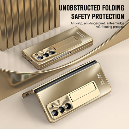 Ultra-thin Electroplated Galaxy Z Fold5 Case with Front Screen Protector Pen Slot Free Stylus & Kick-stand - mycasety2023 Mycasety