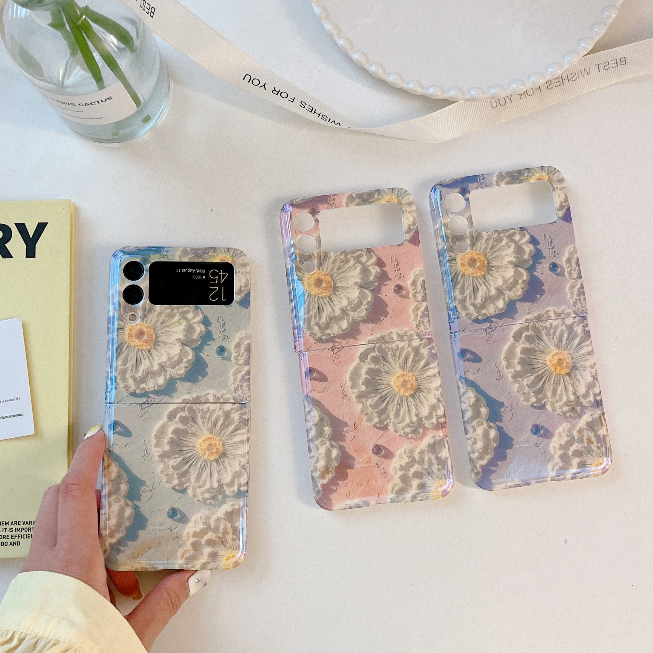 Oil Painting Flower Phone Case For Samsung Galaxy Z Flip3 Flip4 Flip5 5G - {{ shop_name}} varyfun