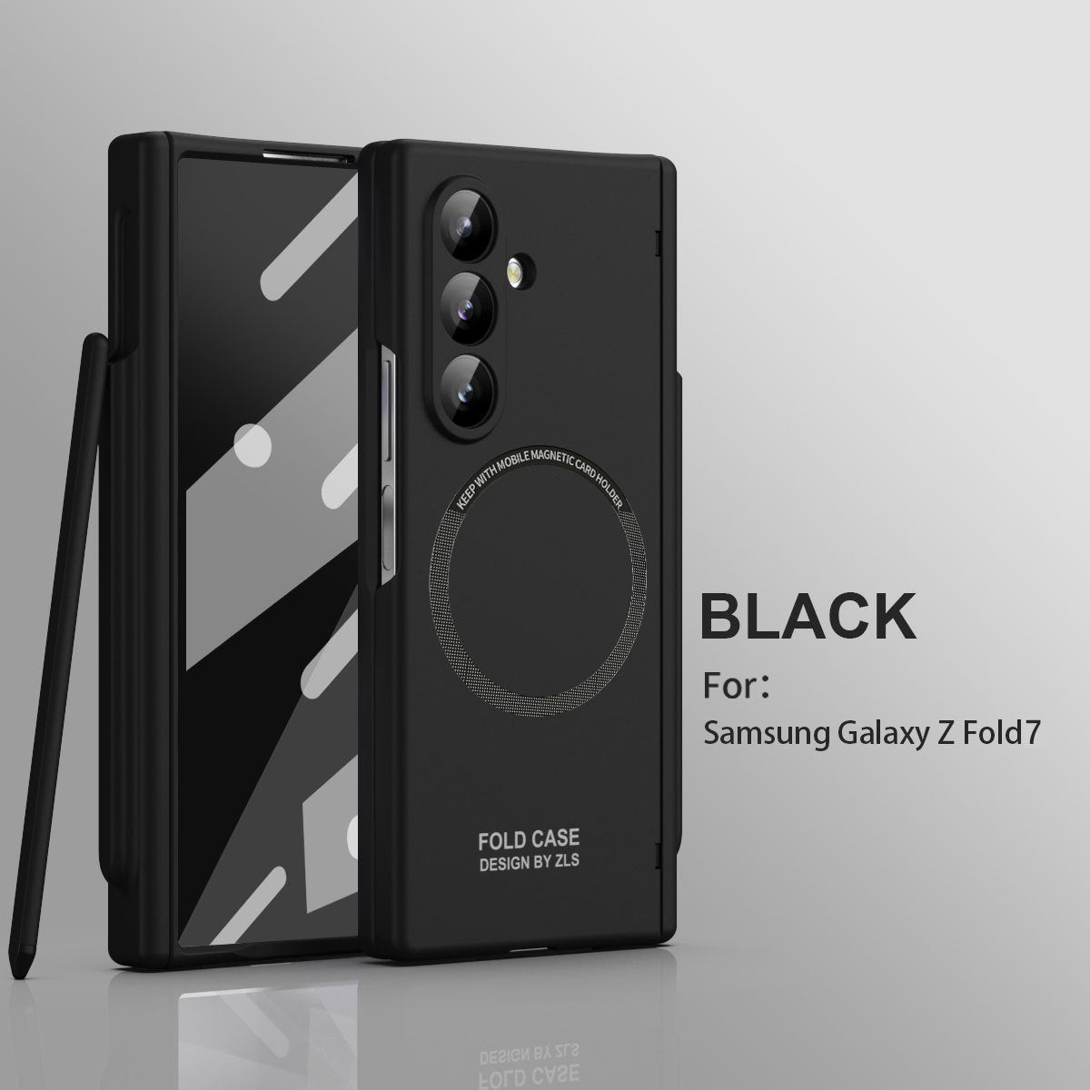 Frosted Silicone Magnetic Hinge Protective Phone Case With Pen Slot & Stylus & Glass Film For Galaxy Z Fold Series