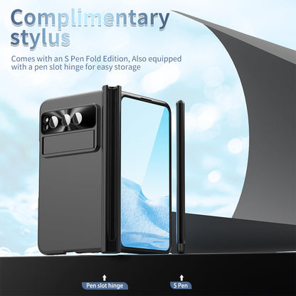 Slim Anodized Google Pixel Fold Case with Hinge Protective Screen Protector Pen Slot and Stylus - mycasety2023 Mycasety