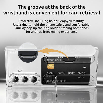 Business Wristband Bracket Hinge Protective Phone Case With Glass Film & Card Holder For Galaxy Z Fold 7/6/5/4