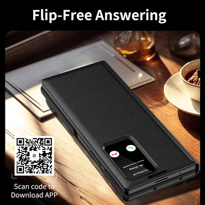 Business Smart Side Window Leather Phone Case For Galaxy Z Fold Series