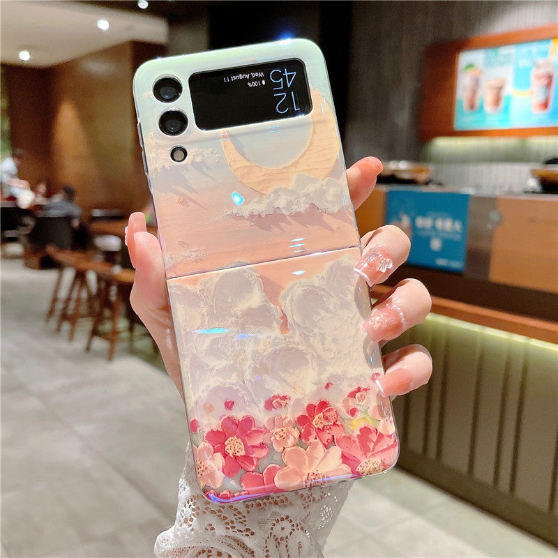Oil Painting Clouds Flowers Rural Phone Case For Samsung Galaxy Z Flip3 Flip4 5G - {{ shop_name}} varyfun