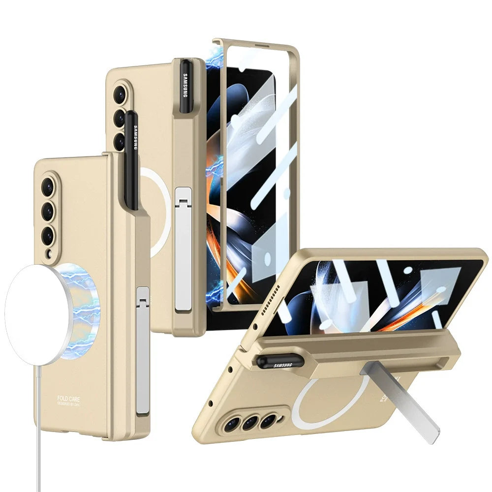 Magnetic Hinge Hidden Bracket All-included Case With Pen Box For Galaxy Z Fold8 Wide Ultra