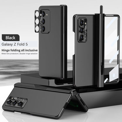 Electroplated Folding Case For Galaxy Z Fold5 Fold4 Fold3 With Double Hinge Protector and Free Stylus - Mycasety Mycasety